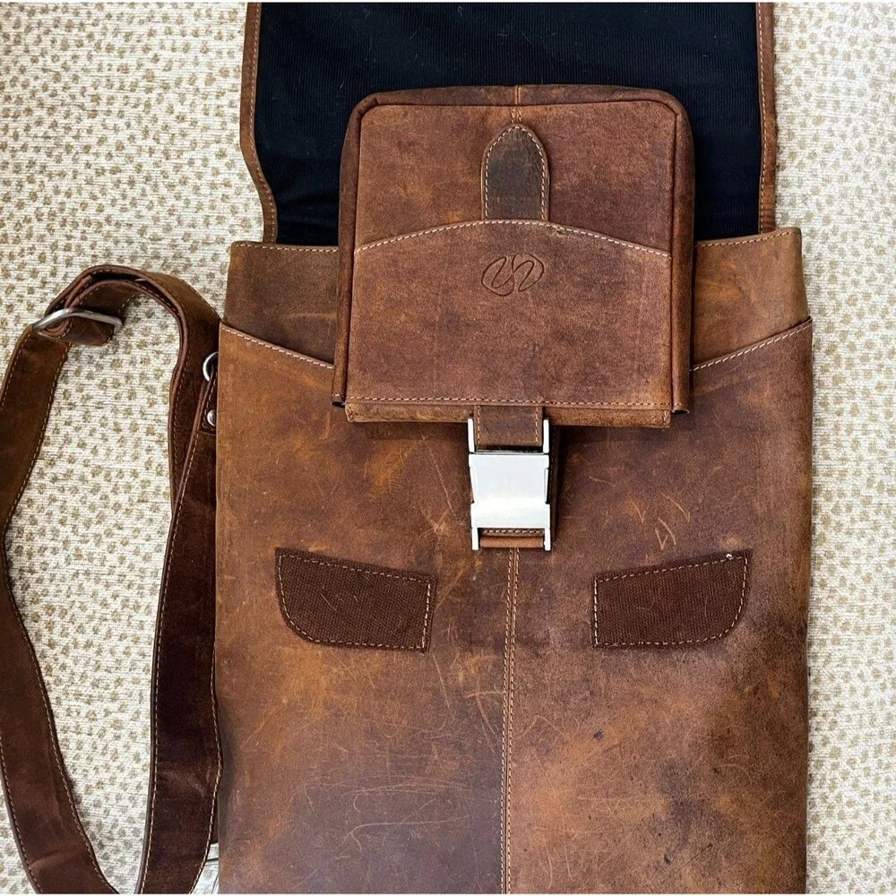 SANTORO Michael Designs The Flight Jacket iPad Mac Case Brown Leather 2 Straps